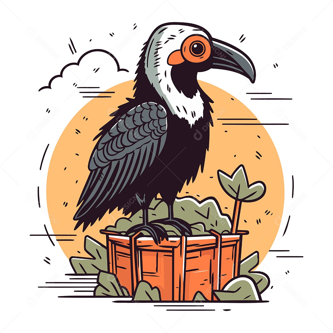 Abutre de Desenho Animado Ilustração Vetor EPS