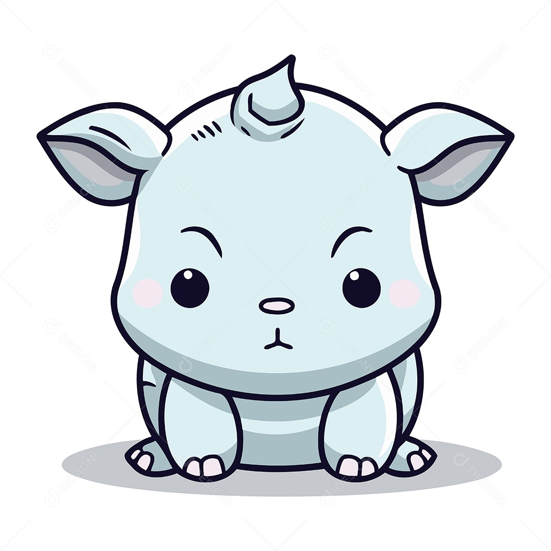 Filhote de Rinoceronte Fofo Ilustração Vetor EPS