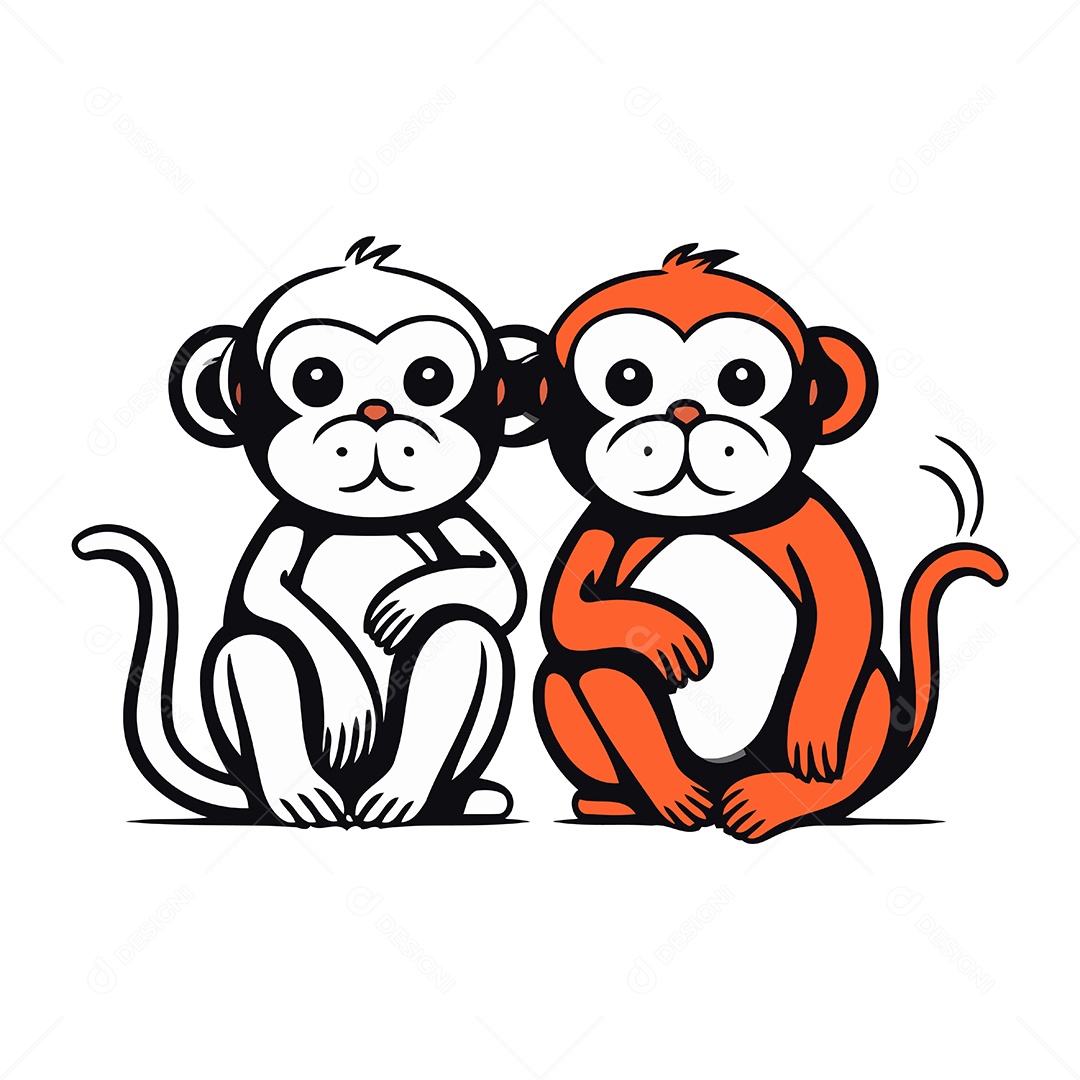 Macacos de Desenho Animado Ilustração Vetor EPS