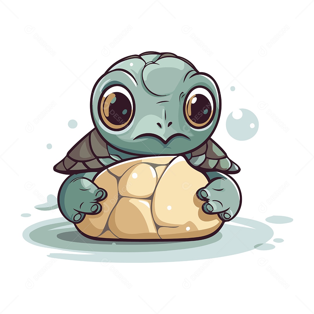 Tartaruga Bonitinha de Desenho Animado Ilustração Vetor EPS
