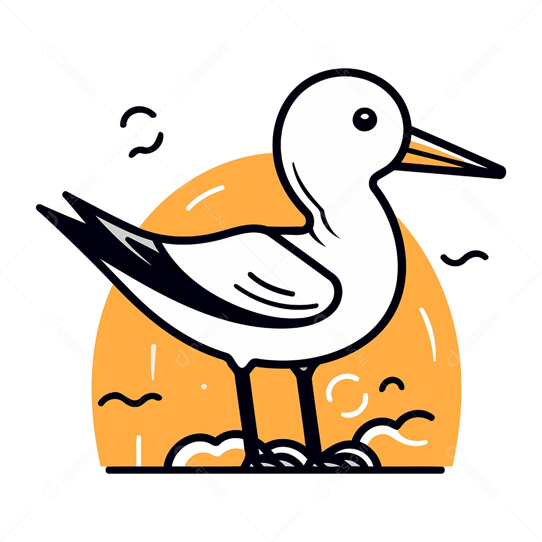 Gaivota de Desenho Animado Ilustração Vetor EPS