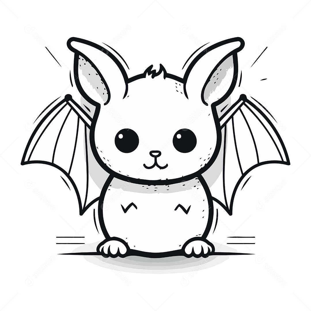 Morcego Fofo de Desenho Animado Ilustração Vetor EPS