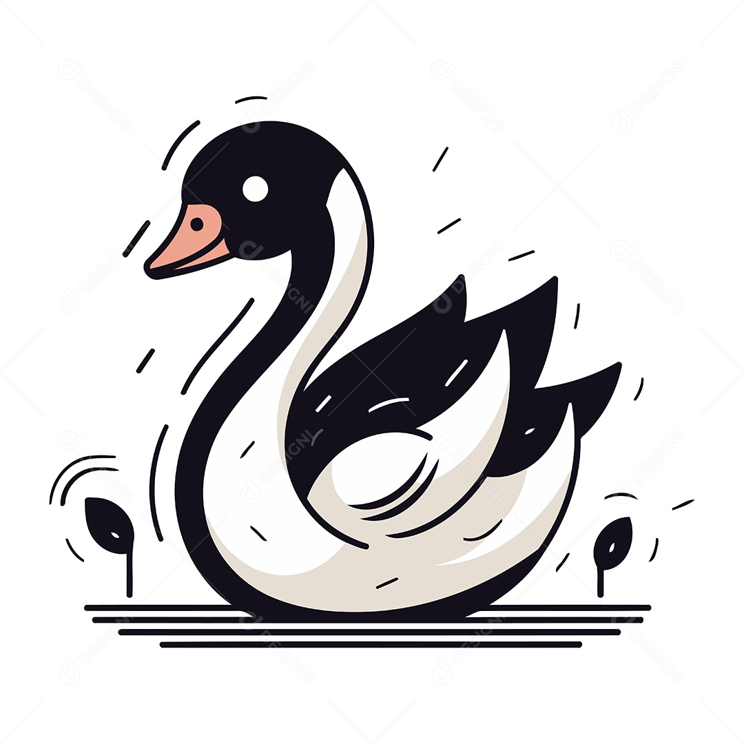Cisne de Desenho Animado Ilustração Vetor EPS