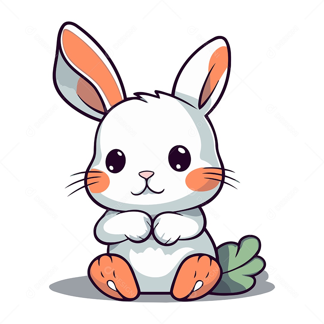 Coelho Fofo de Desenho Animado Ilustração Vetor EPS