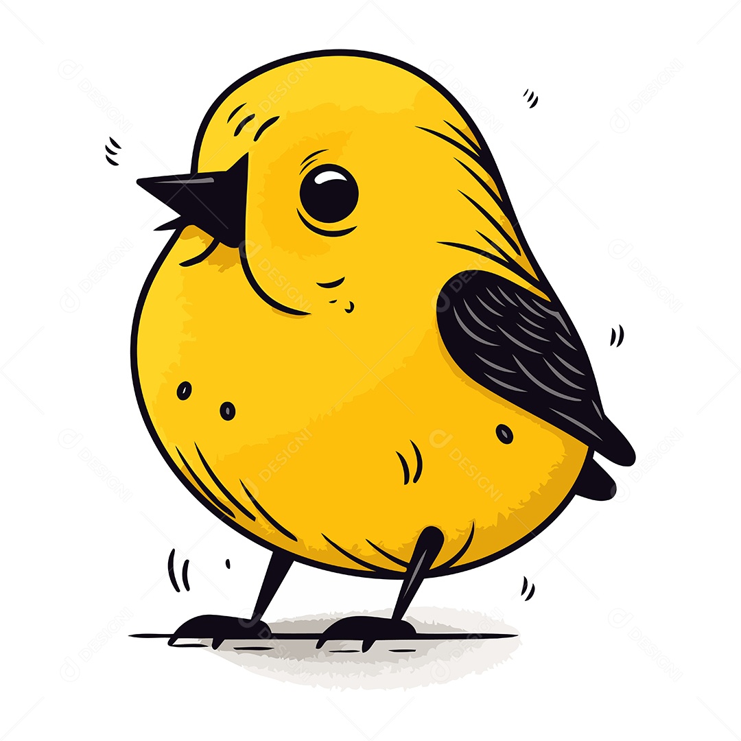 Passarinho Amarelo Fofo Ilustração Vetor EPS