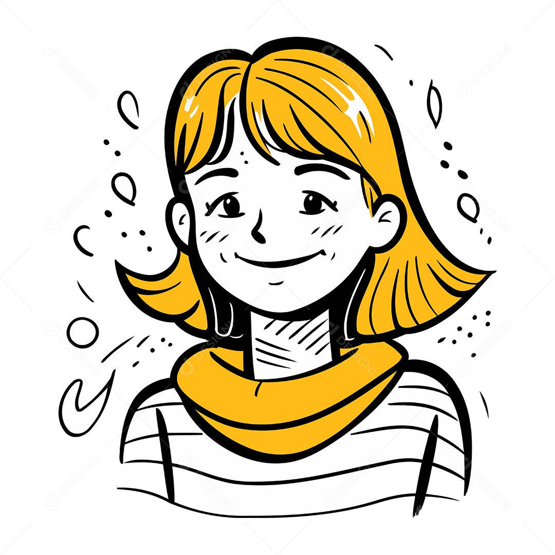 Menina com Cabelo Amarelo Ilustração Vetor EPS