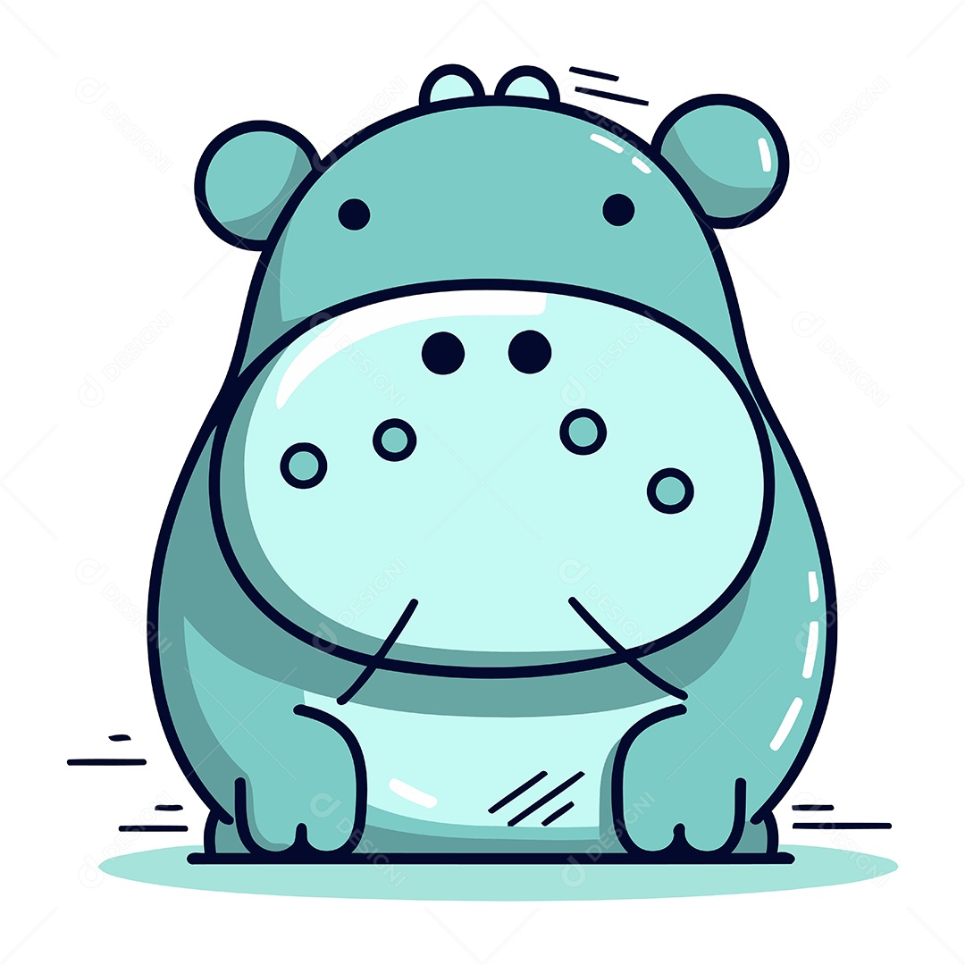 Hipopótamo Fofo de Desenho Animado Ilustração Vetor EPS