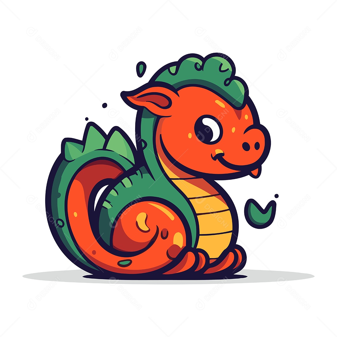 Dragão de Desenho Animado Ilustração Vetor EPS