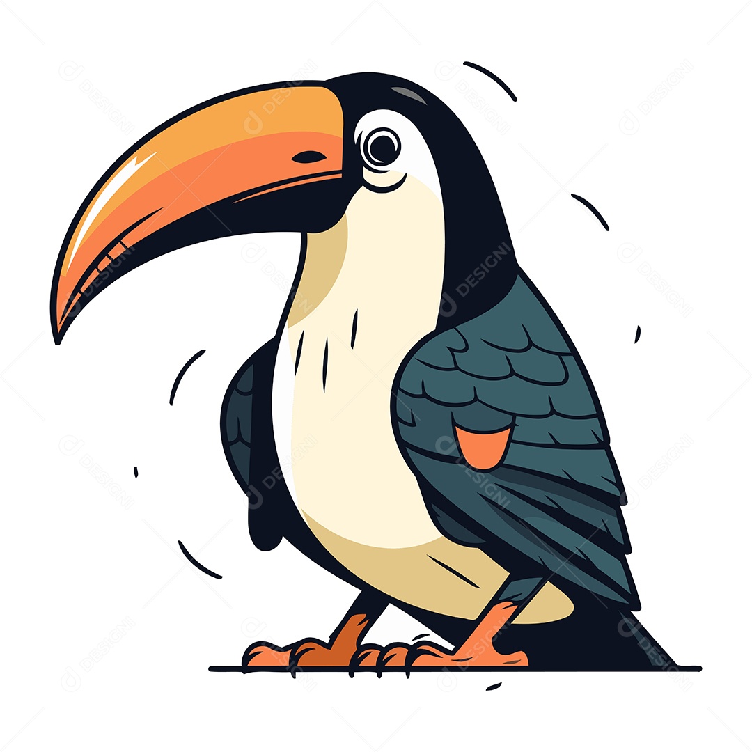 Tucano de Desenho Animado Ilustração Vetor EPS