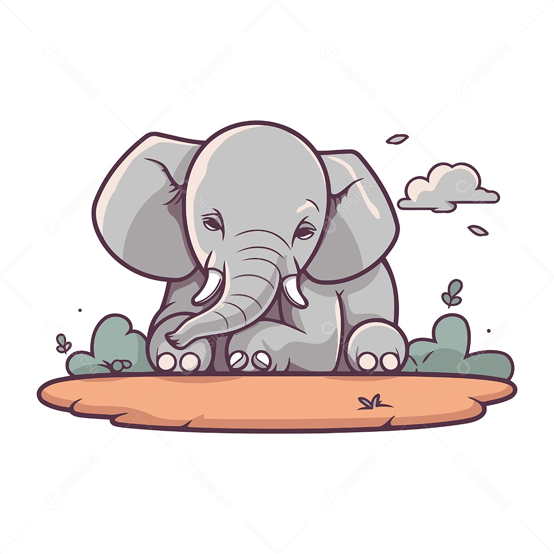 Elefante de Desenho Animado Ilustração Vetor EPS