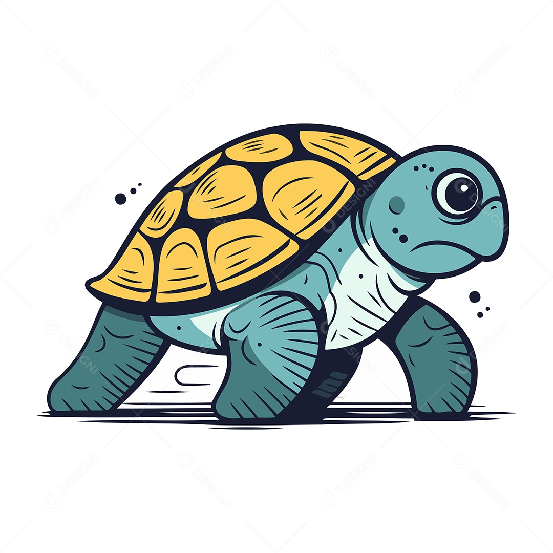 Tartaruga de Desenho Animado Ilustração Vetor EPS