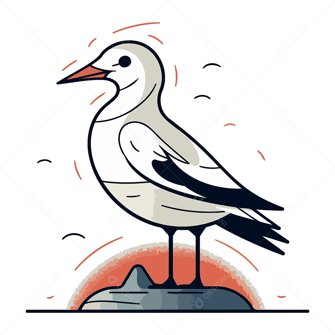 Gaivota de Desenho Animado Ilustração Vetor EPS