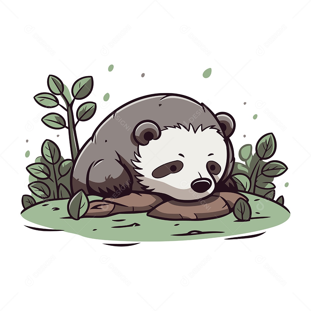 Panda Fofo de Desenho Animado Ilustração Vetor EPS