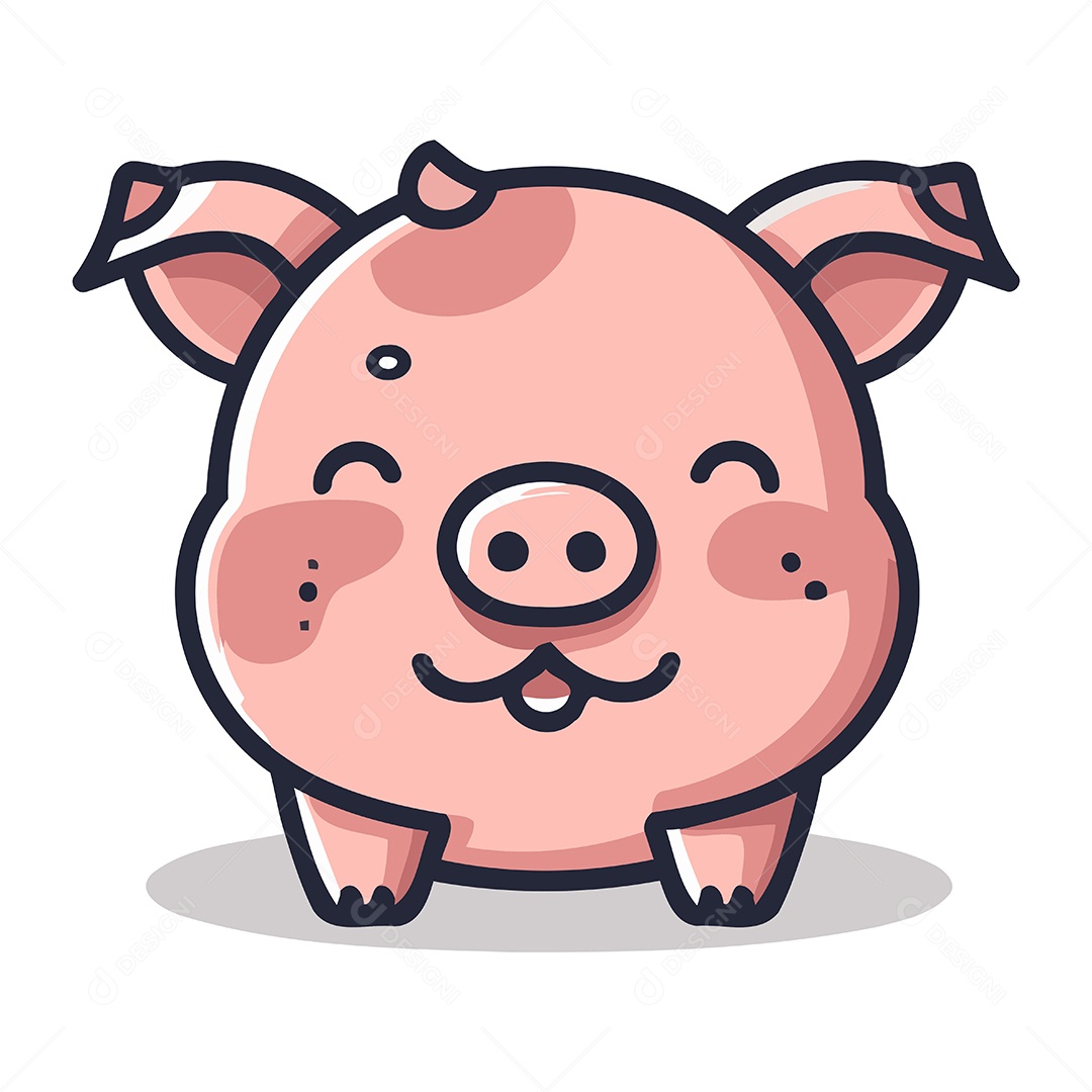 Porquinho de Desenho Animado Ilustração Vetor EPS