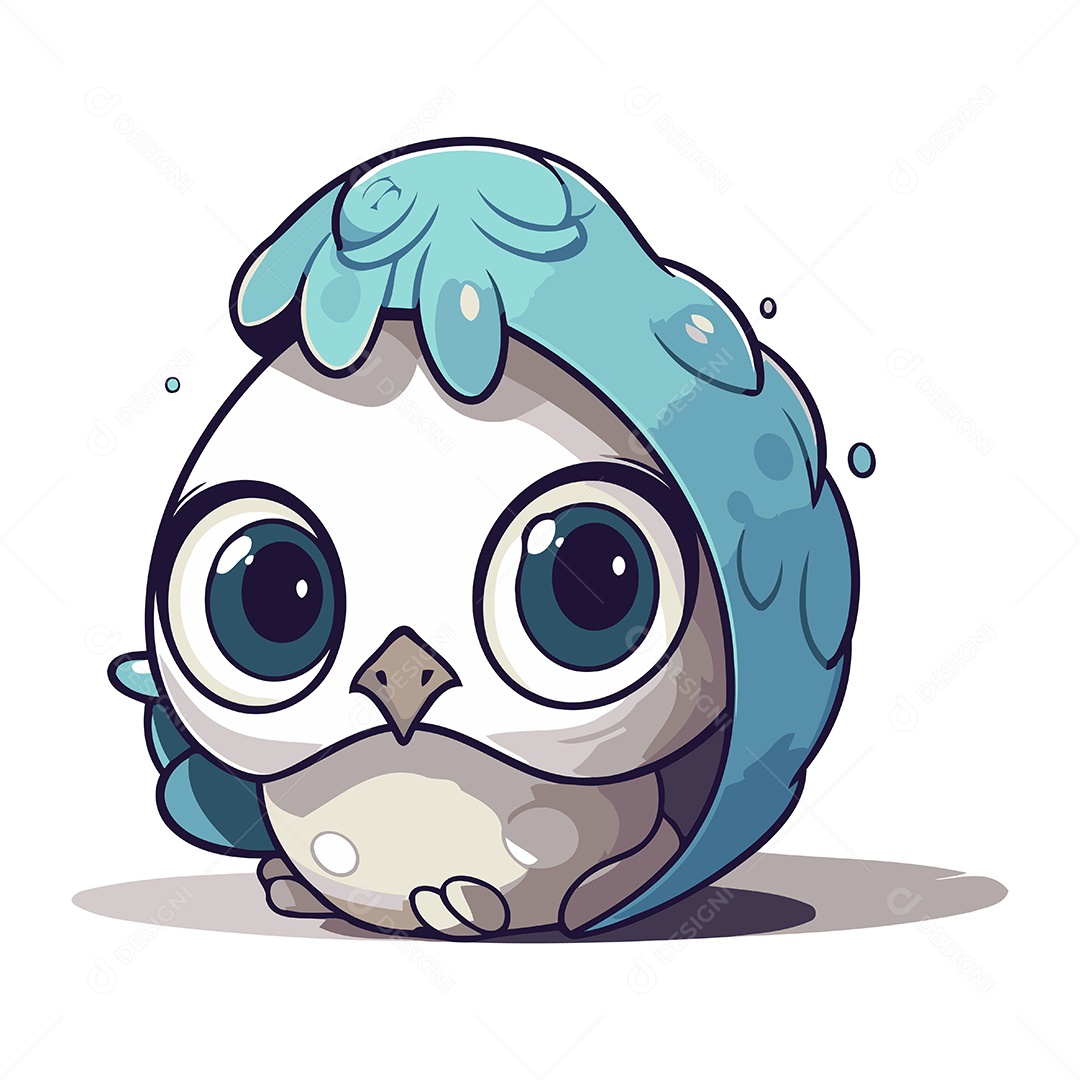 Filhote de Pinguim Desenho Animado Ilustração Vetor EPS