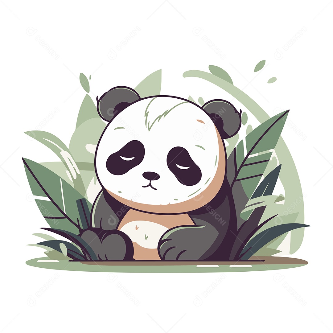Urso Panda Fofo de Desenho Animado Ilustração Vetor EPS