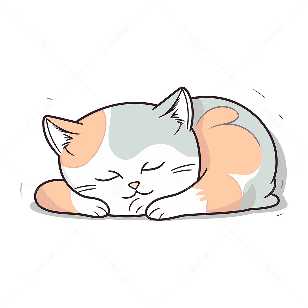 Gato Fofo Dormindo Desenho Animado Ilustração Vetor EPS