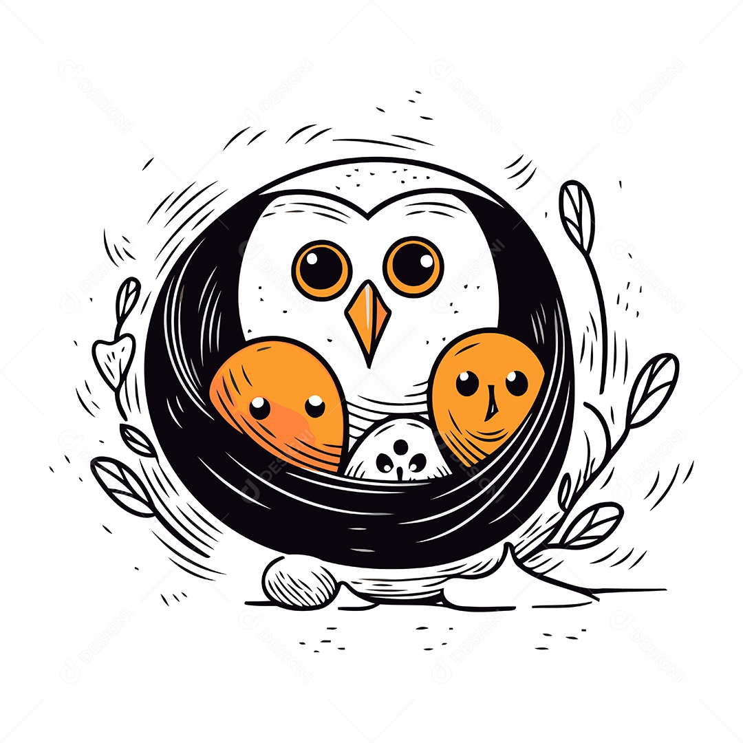 Família de Corujas Ilustração Vetor EPS