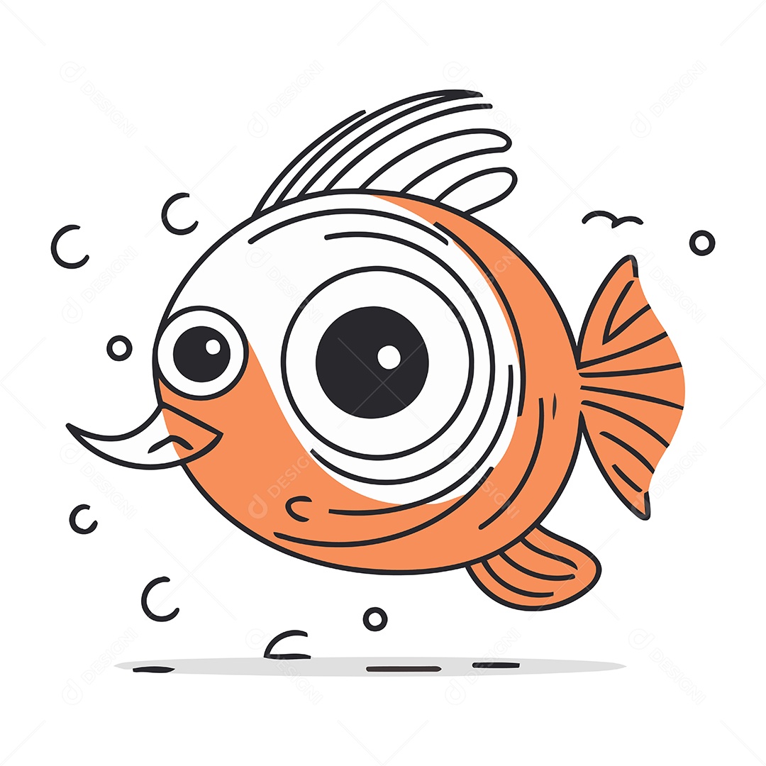 Peixe Fofo de Desenho Animado Ilustração Vetor EPS