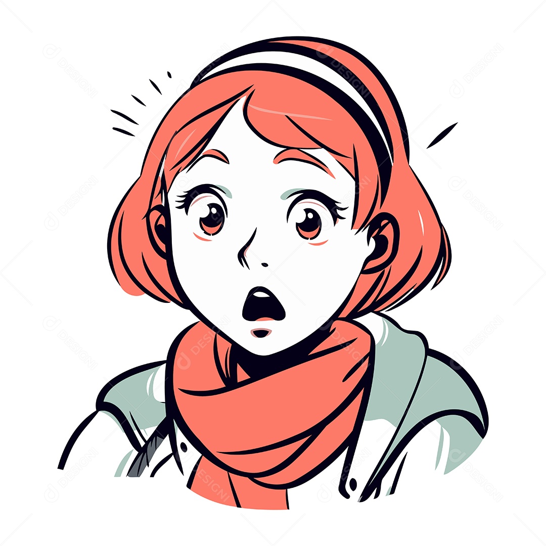 Jovem Mulher Surpresa de Desenho Animado Ilustração Vetor EPS