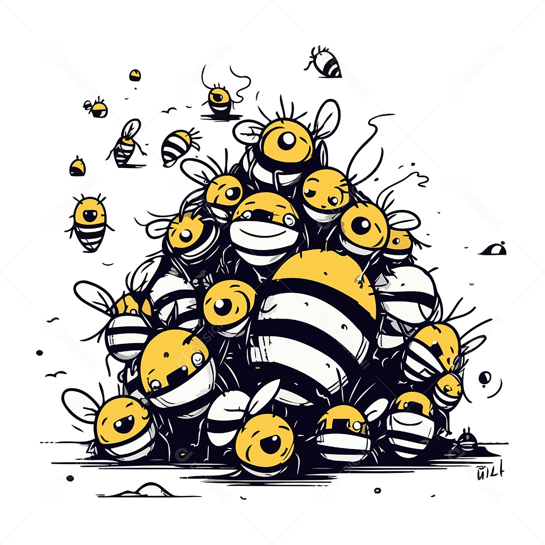 Abelhas de Desenho Animado Ilustração Vetor EPS