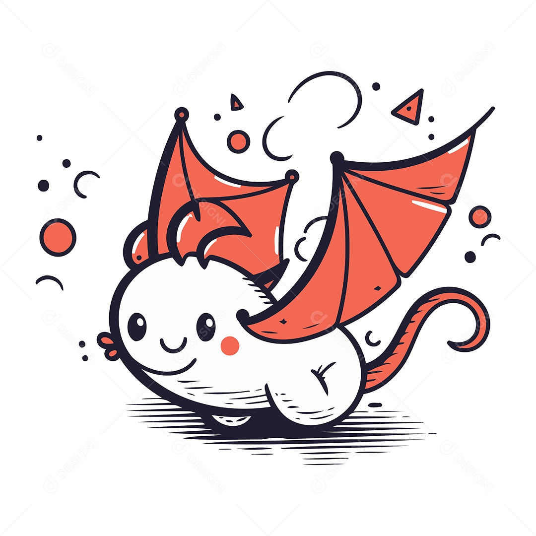 Dragão de Desenho Animado Ilustração Vetor EPS