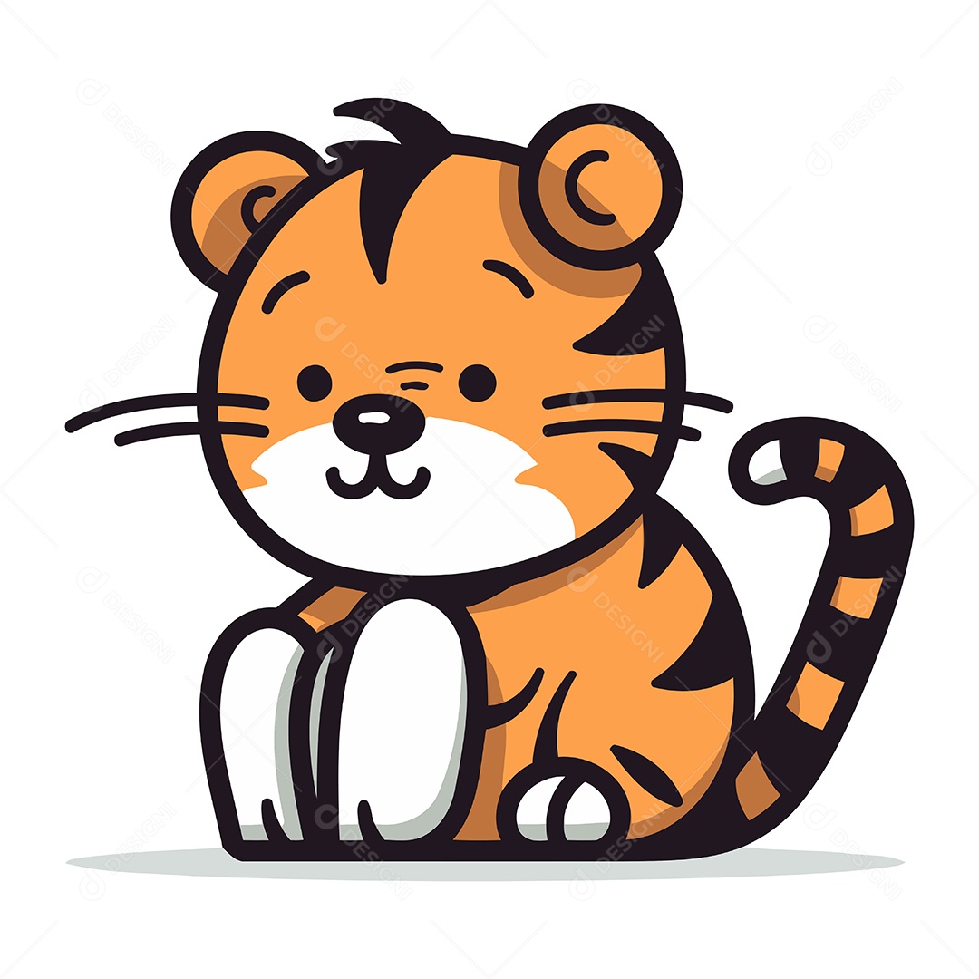Tigre de Desenho Animado Ilustração Vetor EPS