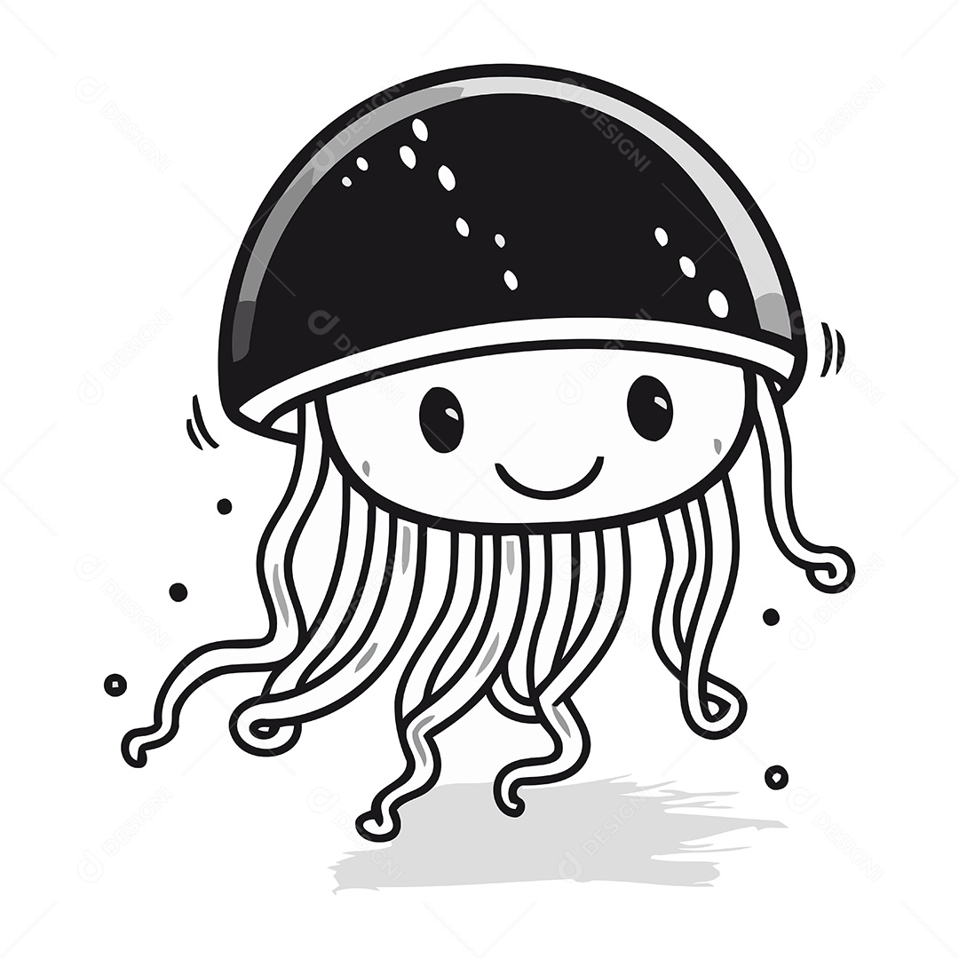 Água Viva de Desenho Animado Ilustração Vetor EPS