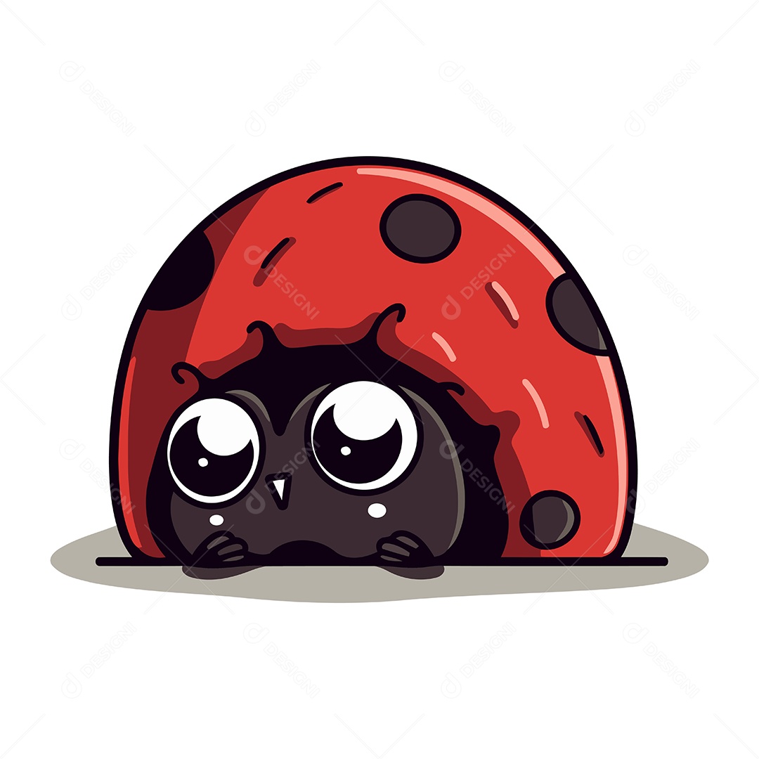 Joaninha Fofa de Desenho Animado Ilustração Vetor EPS