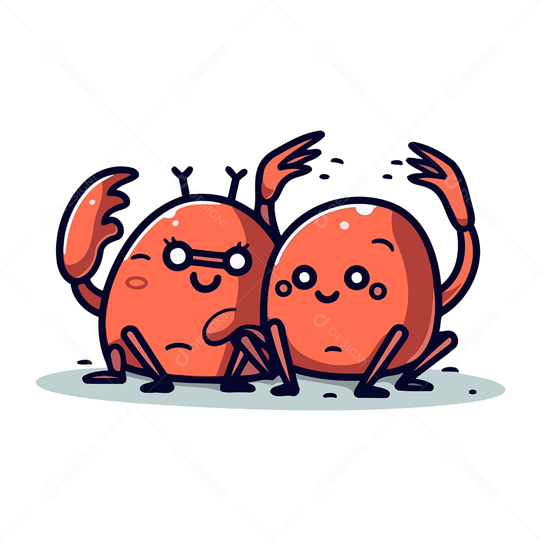 Caranguejos Fofo de Desenho Animado Ilustração Vetor EPS