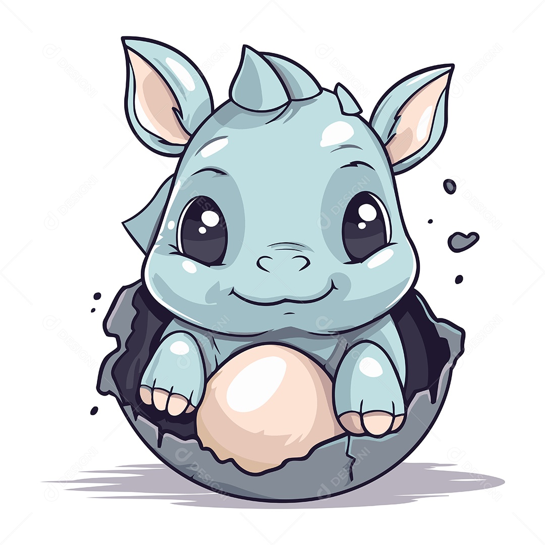 Filhote de Rinoceronte Fofo Ilustração Vetor EPS