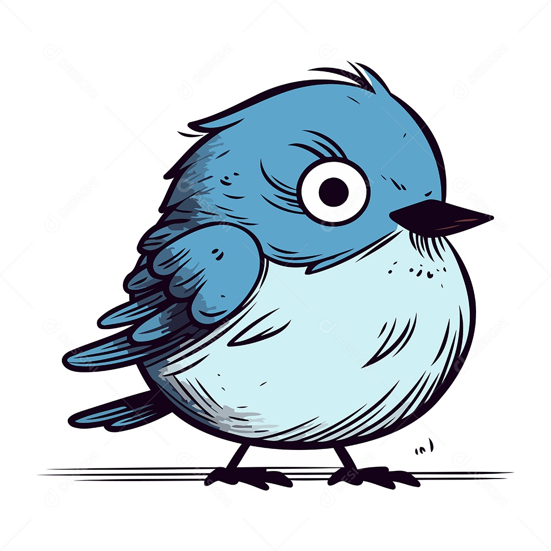 Pássaro Azul de Desenho Animado Ilustração Vetor EPS