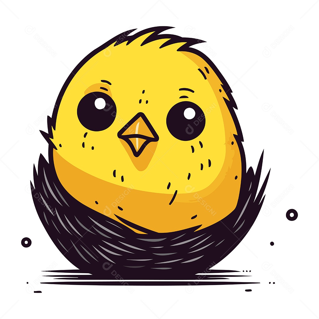 Pintinho no Ninho de Desenho Animado Ilustração Vetor EPS