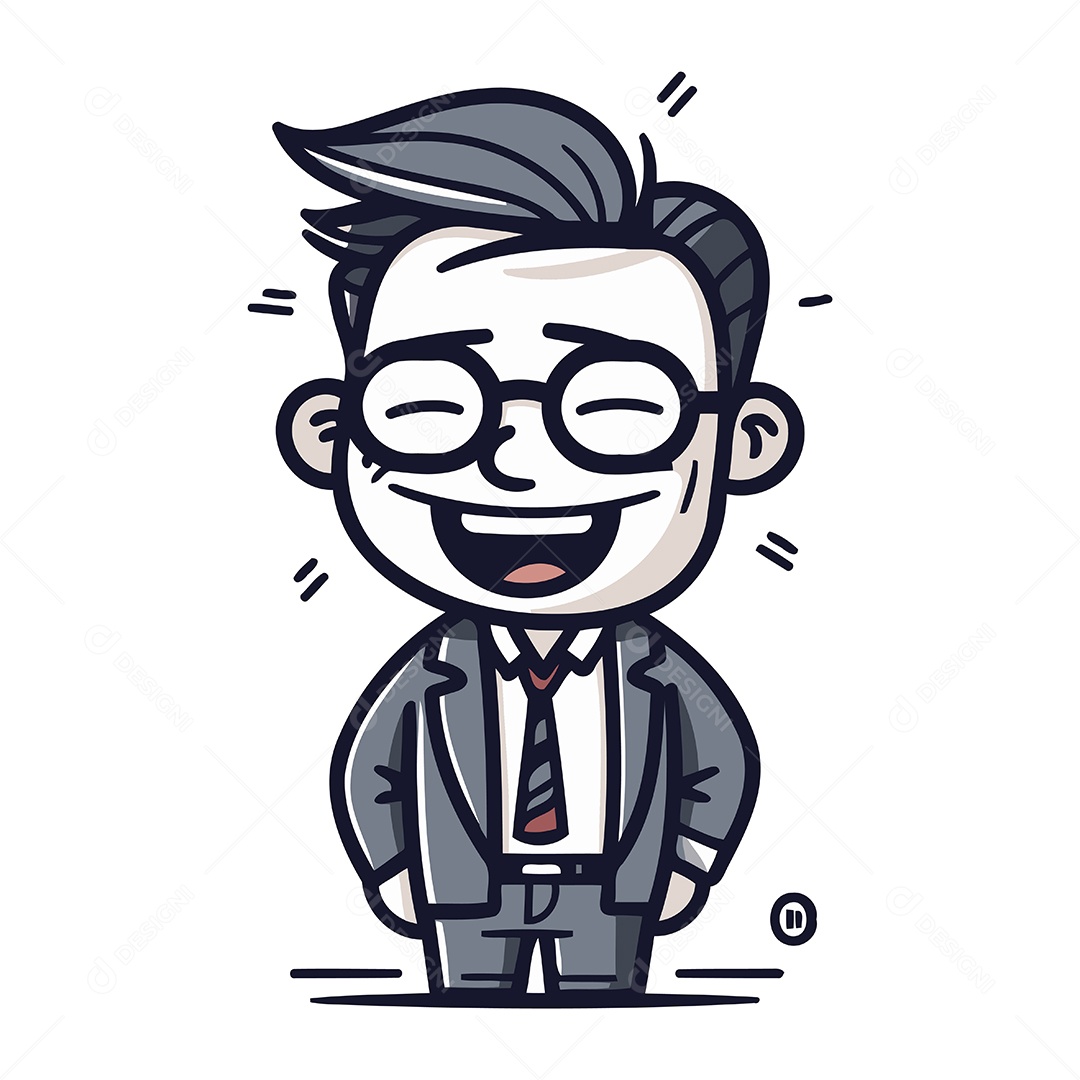 Empresário Sorridente de Desenho Animado Ilustração Vetor EPS