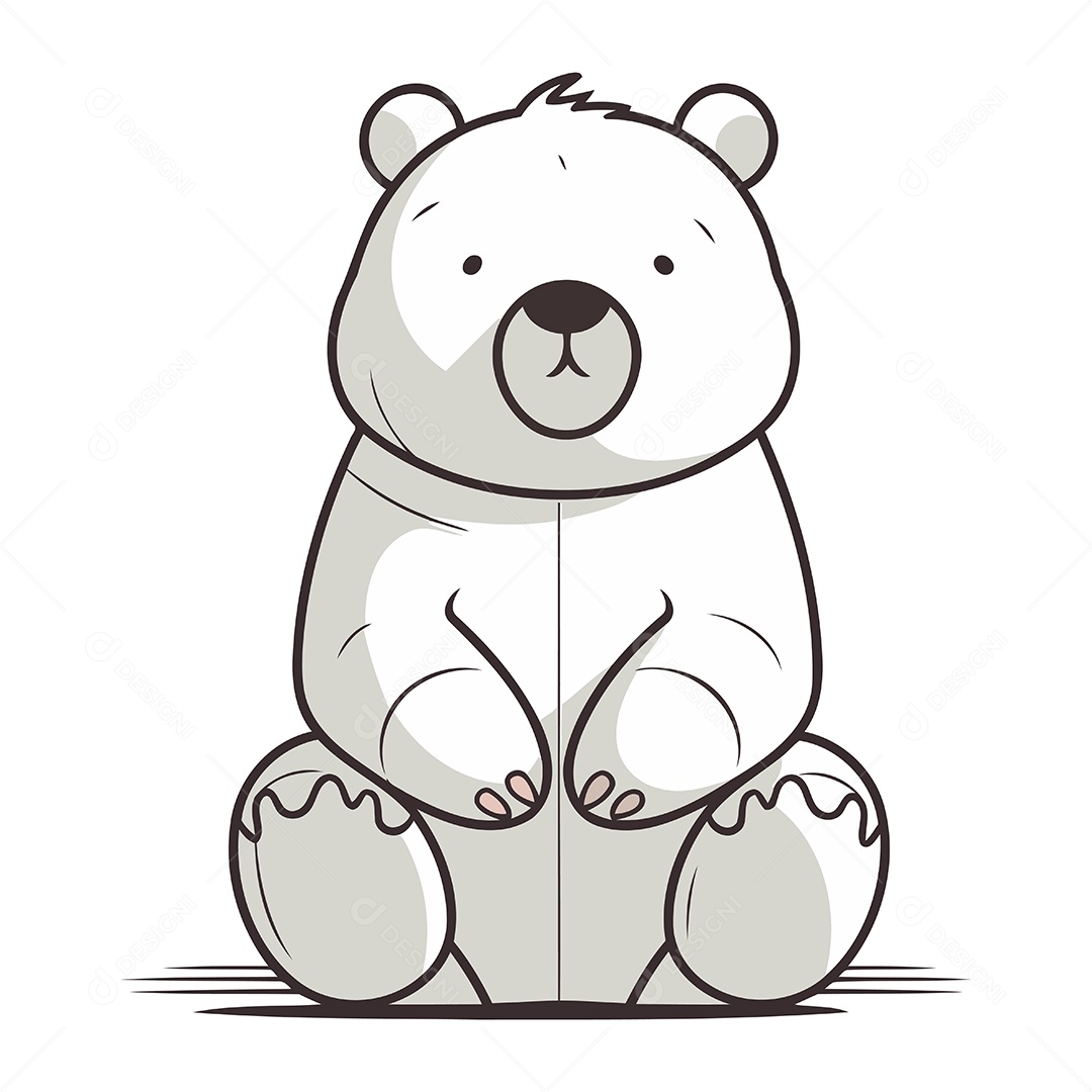 Urso Polar Fofo de Desenho Animado Ilustração Vetor EPS