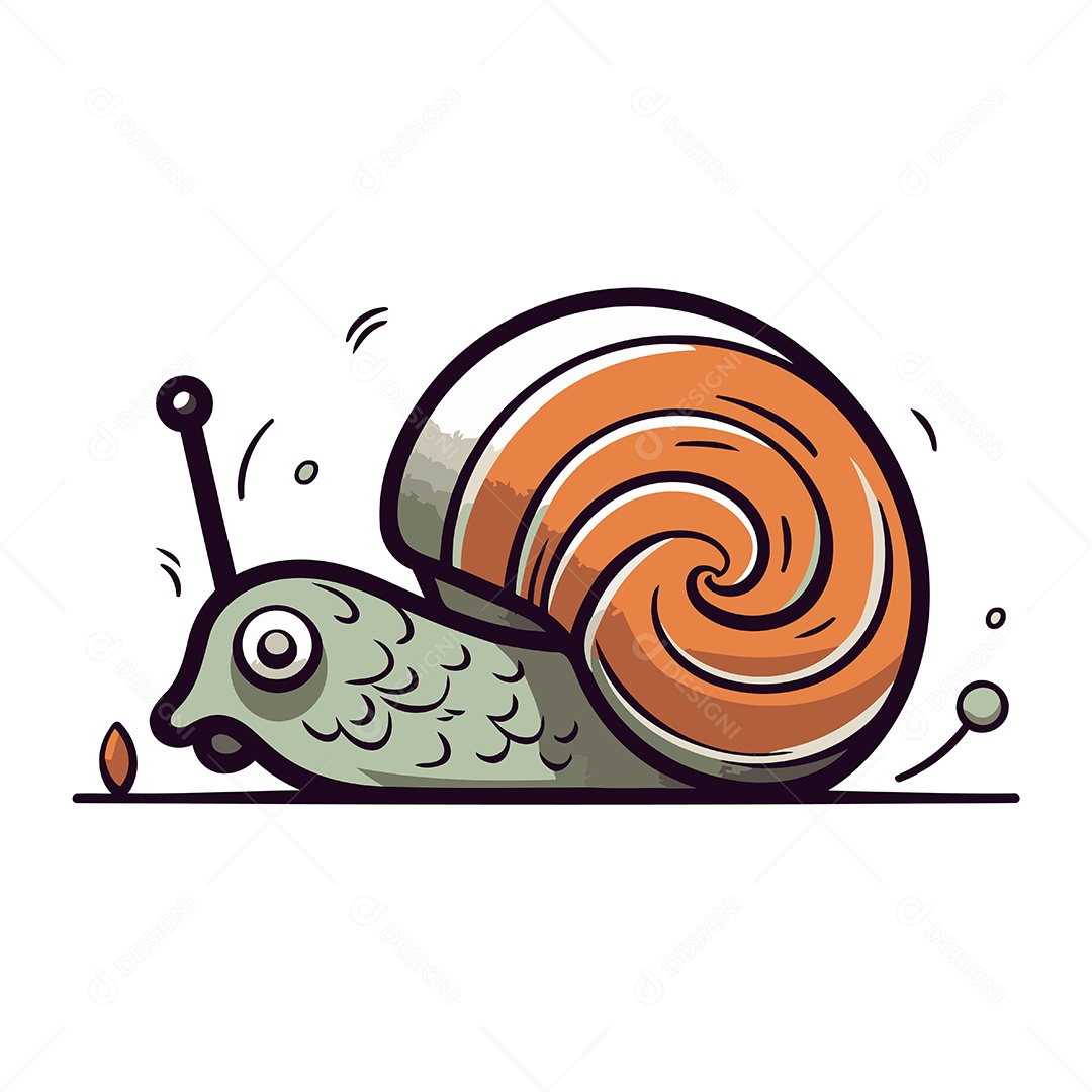 Caracol de Desenho Animado Ilustração Vetor EPS