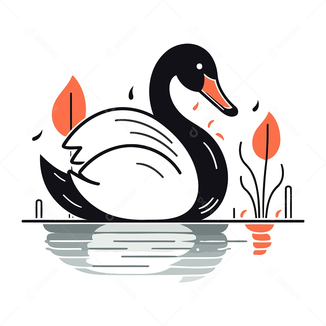 Cisne de Desenho Animado Ilustração Vetor EPS