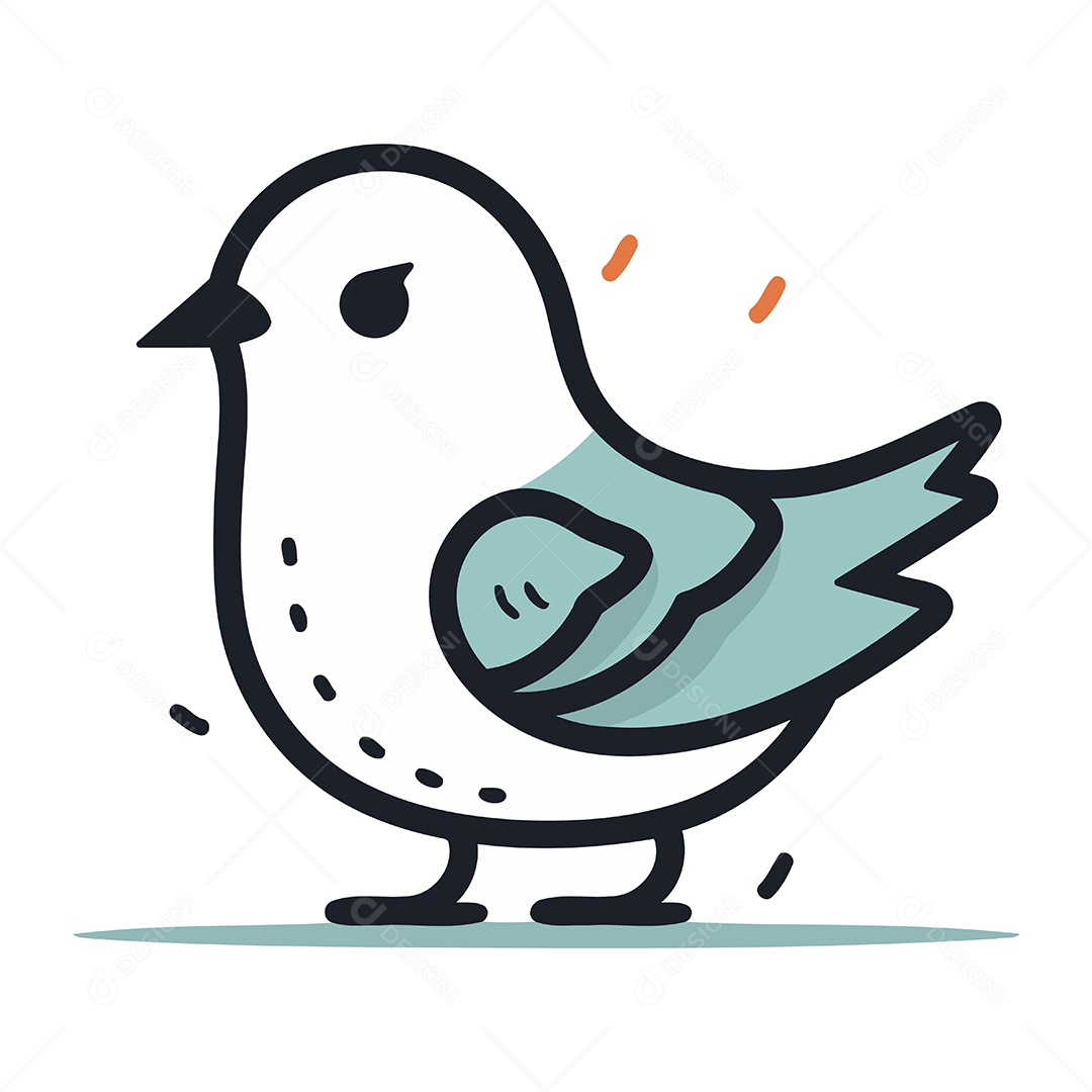 Lindo Pássaro de Desenho Animado Ilustração Vetor EPS