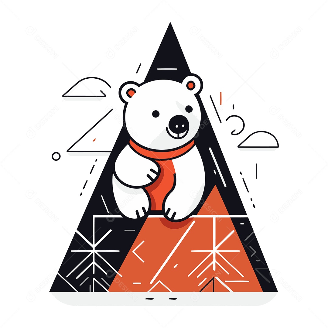 Urso Polar na Pirâmide Desenho Animado Ilustração Vetor EPS