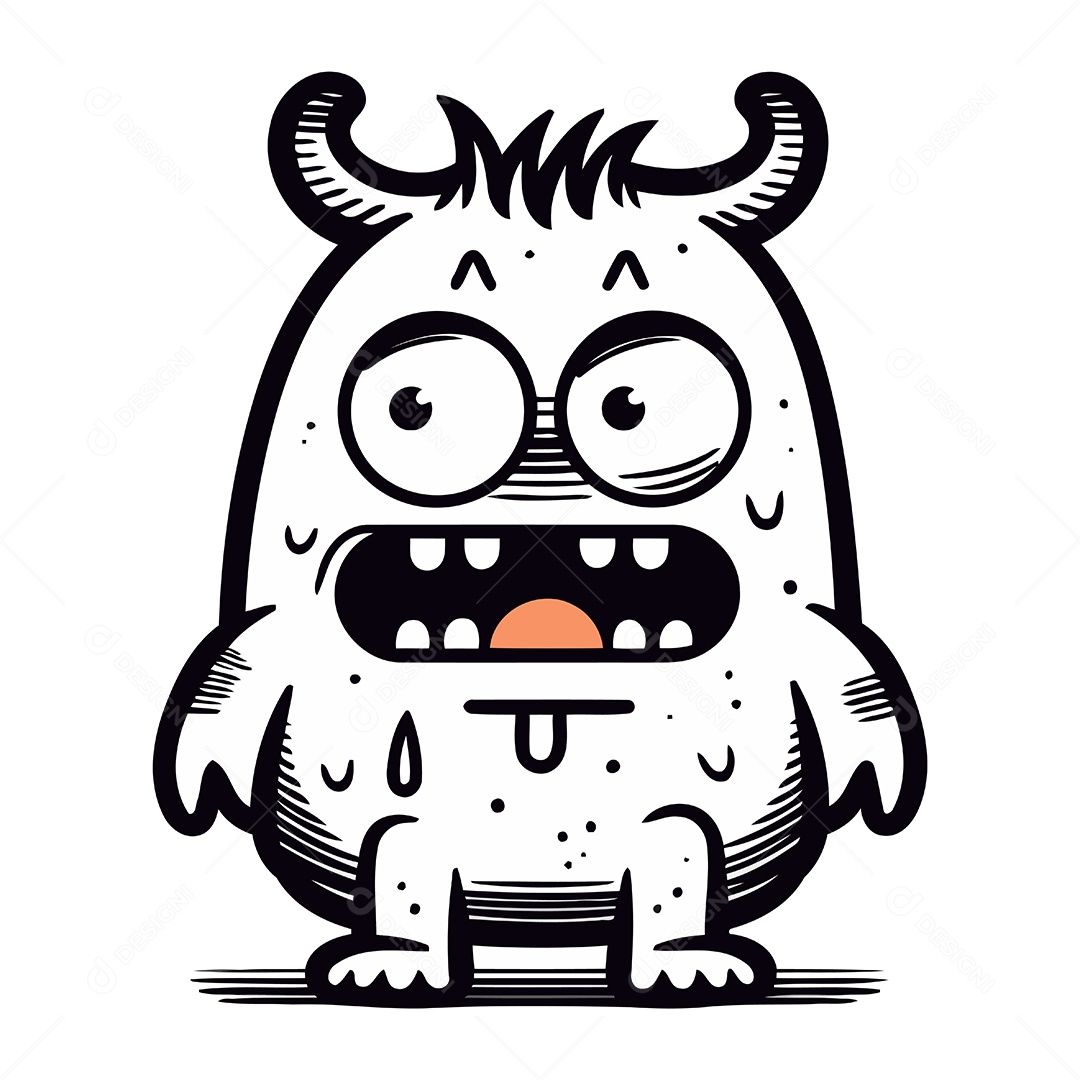 Monstro Engraçado de Desenho Animado Ilustração Vetor EPS