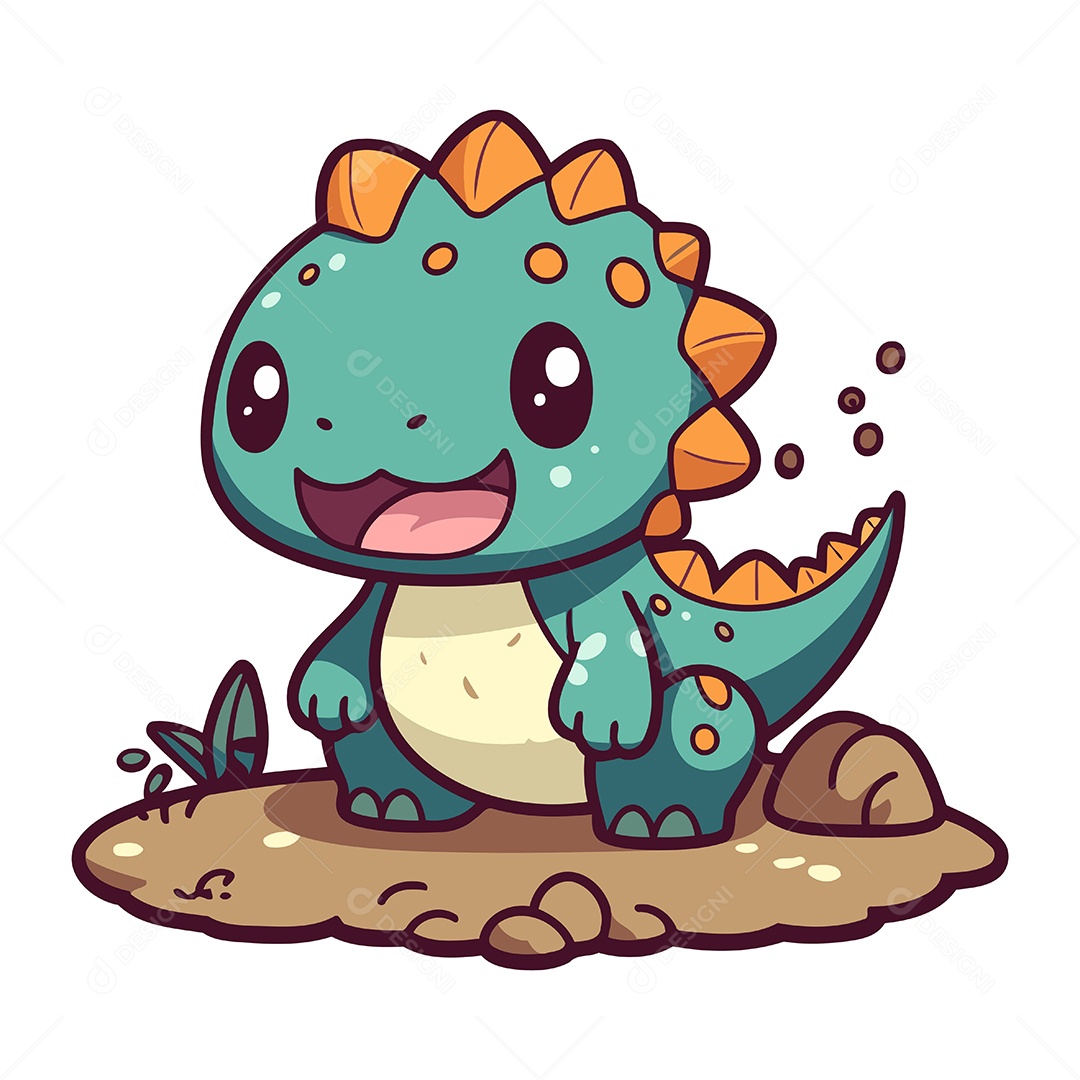 Dinossauro Fofo de Desenho Animado Ilustração Vetor EPS