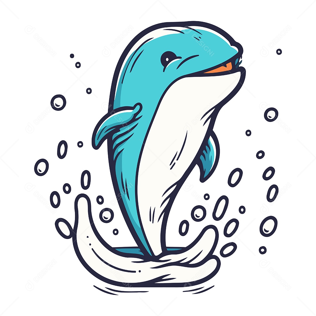 Golfinho de Desenho Animado Ilustração Vetor EPS