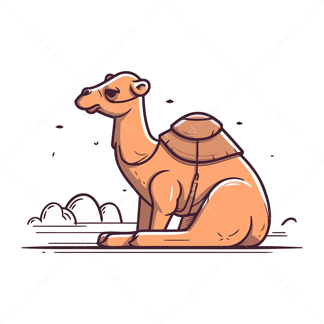 Camelo Sentado no Chão Ilustração Vetor EPS