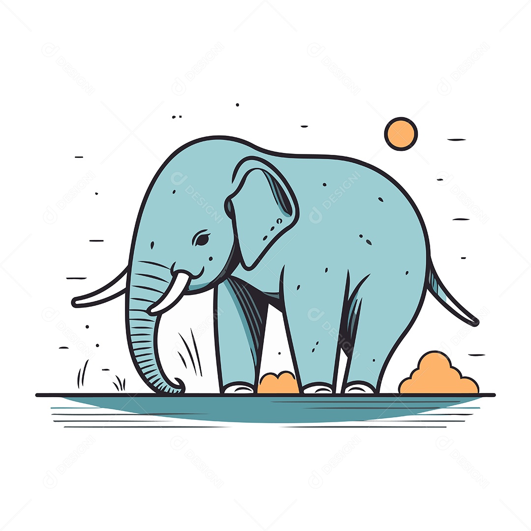 Elefante de Desenho Animado Ilustração Vetor EPS