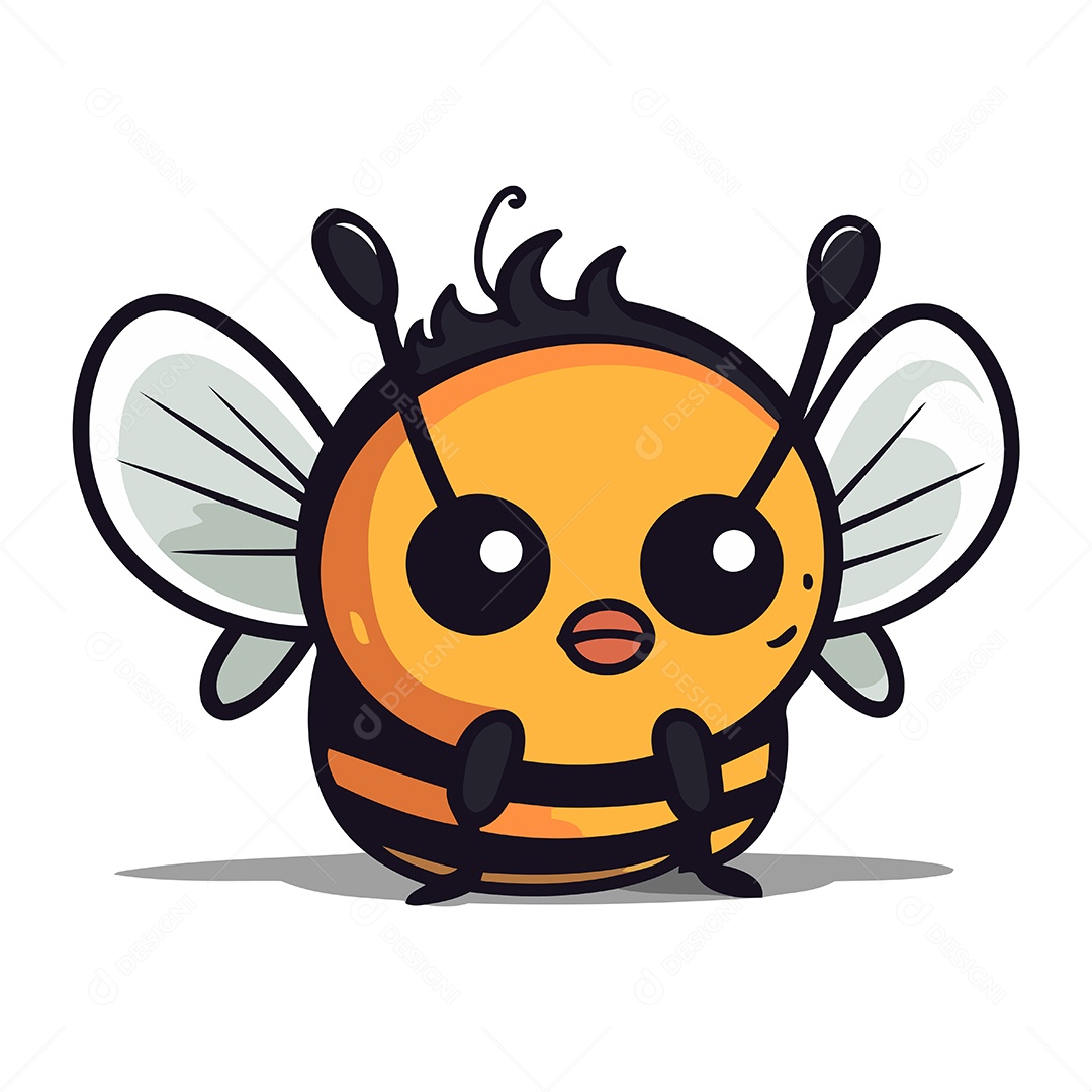 Abelha Fofa de Desenho Animado Ilustração Vetor EPS
