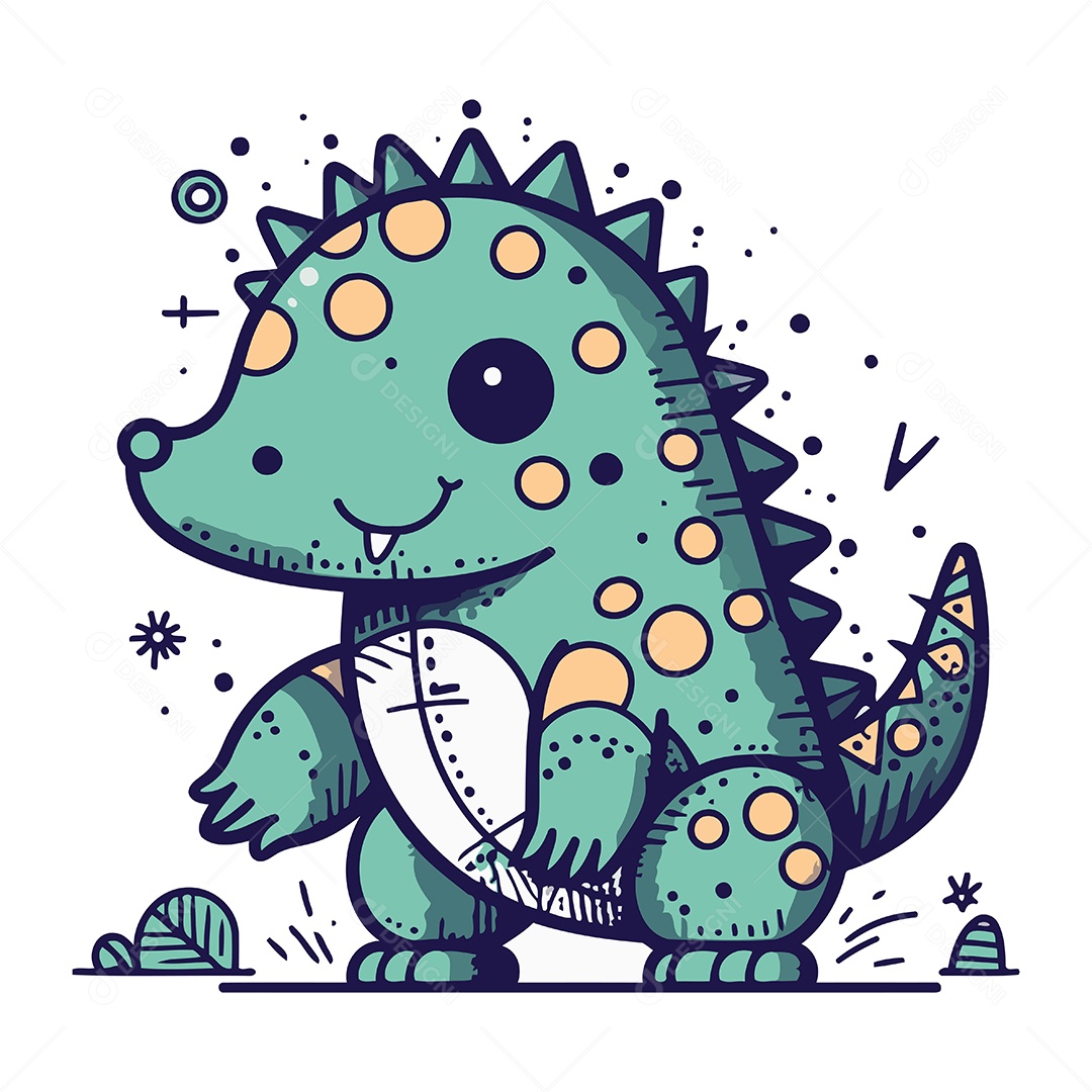 Dinossauro de Desenho Animado Ilustração Vetor EPS