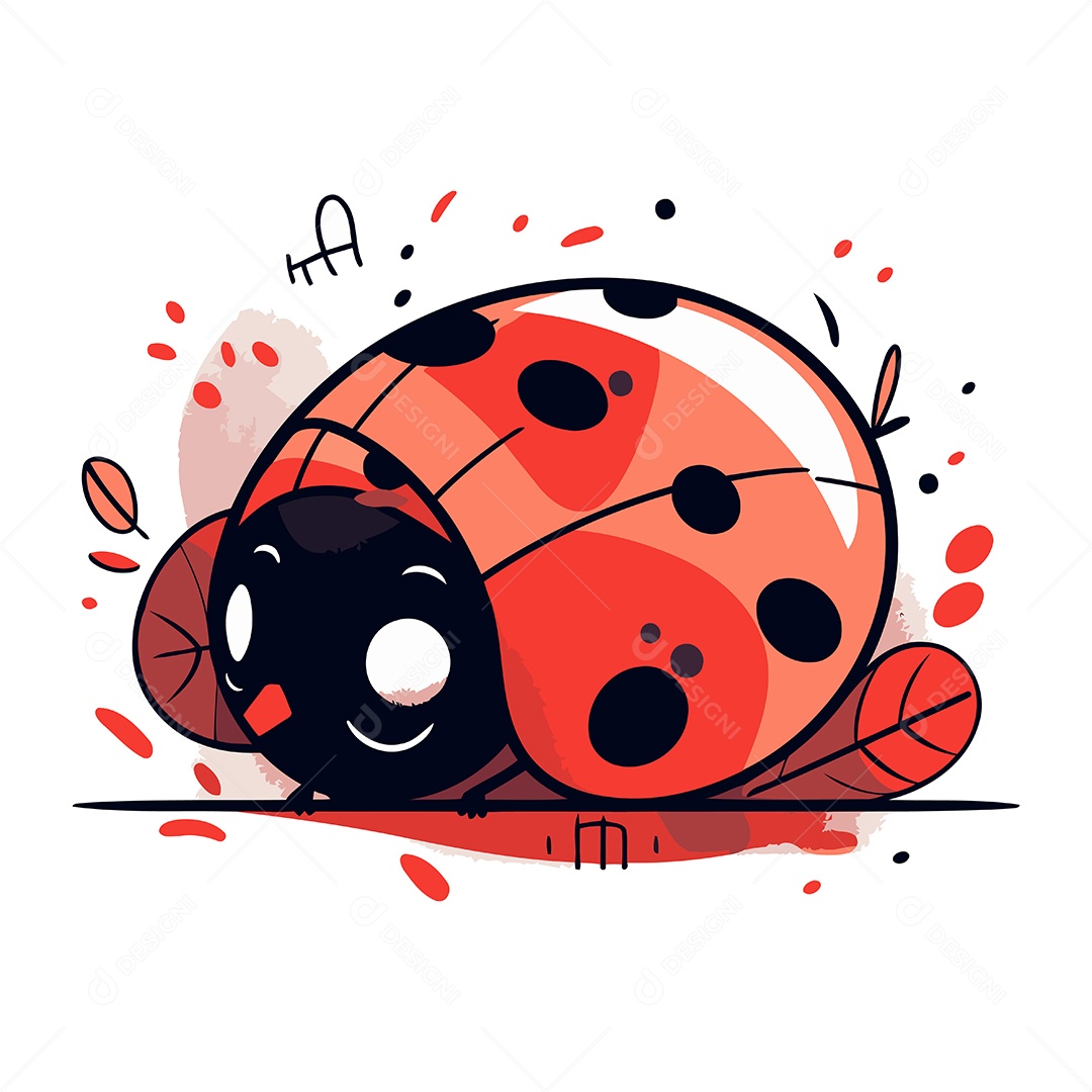 Joaninha de Desenho Animado Ilustração Vetor EPS