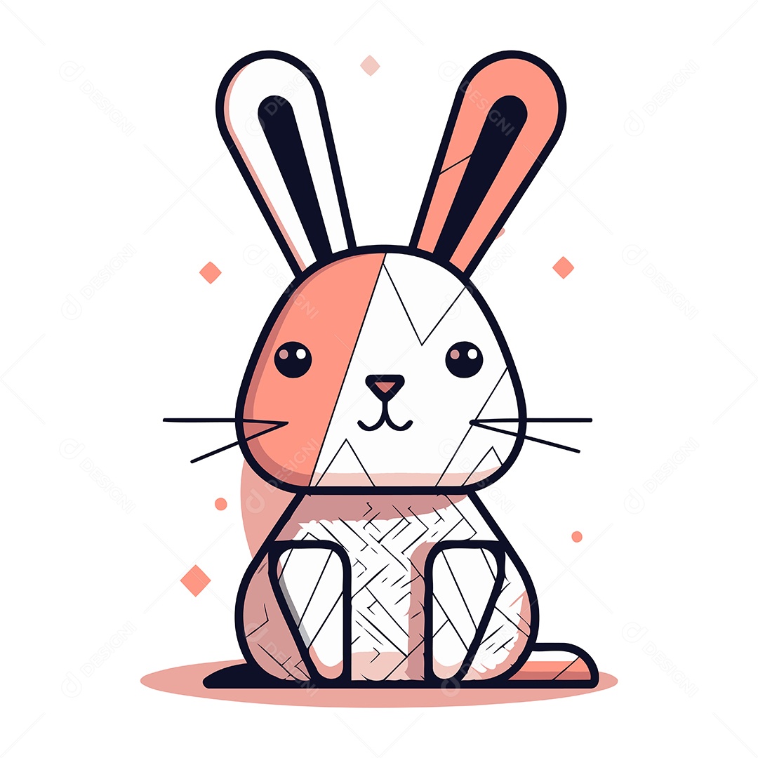 Coelho Fofo de Desenho Animado Ilustração Vetor EPS