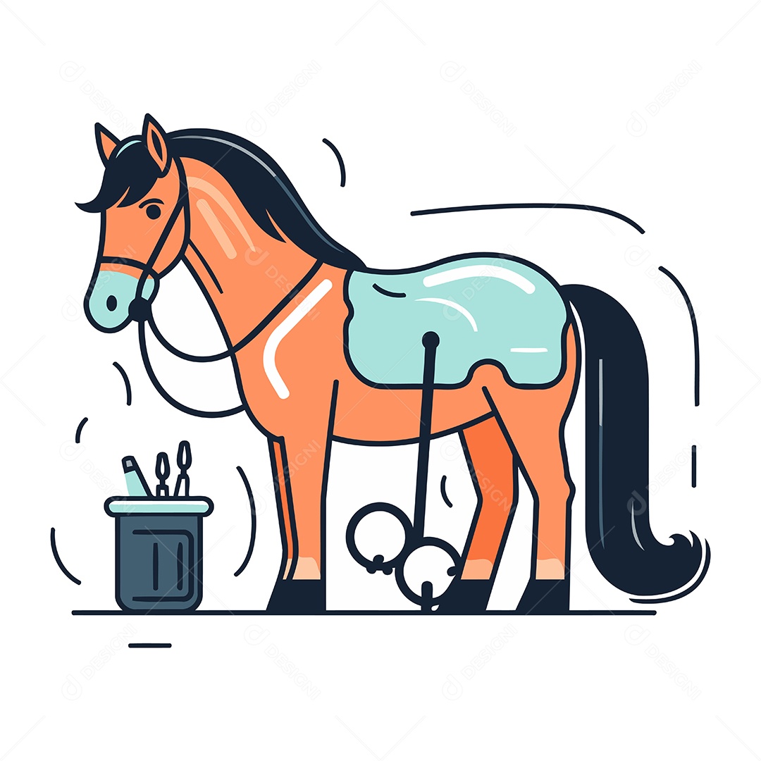 Cavalo de Desenho Animado Ilustração Vetor EPS