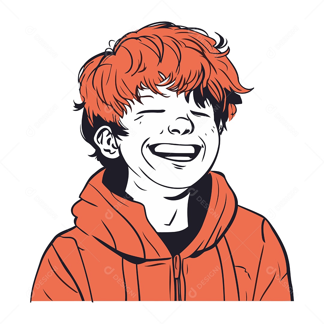 Menino Ruivo de Desenho Animado Ilustração Vetor EPS